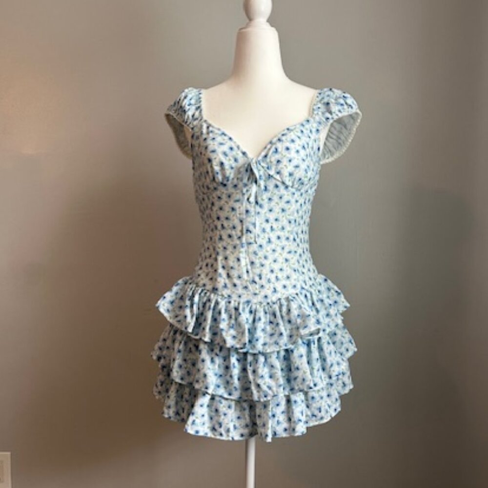 Blue print drop waist dress size 4